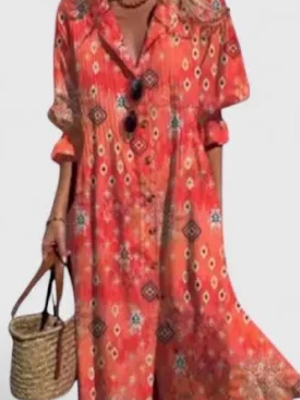Jennifer & John Charleston Ikat Printed Button-Front Maxi Dress in size small